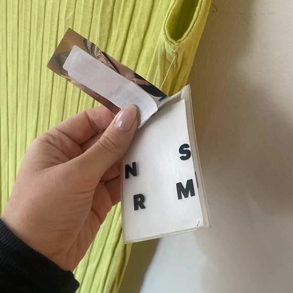 Simon Miller Boge Ribbed One-Shoulder Slit Body-Con Dress Yellow Green NWT S - Picture 5 of 8